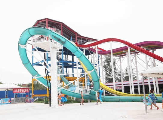 Glissières d'eau énormes de fibre de verre de boucle d'Aqua pour l'adulte, type fixe glissière pour le parc d'attractions