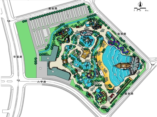 Le plan d'étude de parc à thème extérieur de l'eau/a adapté la conception aux besoins du client pour le parc aquatique