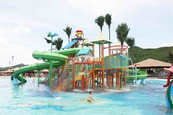 La fibre de verre commerciale de terrain de jeu d'Aqua de famille avec des glissières de parc aquatique/a adapté le parc aquatique aux besoins du client Equipemnt