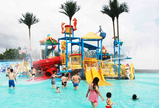 L'équipement de terrain de jeu du parc aquatique des enfants de Commerial avec les glissières, GV a audité le fournisseur d'équipement de parc aquatique