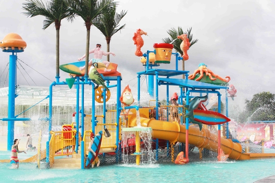 L'équipement de terrain de jeu du parc aquatique des enfants de Commerial avec les glissières, GV a audité le fournisseur d'équipement de parc aquatique
