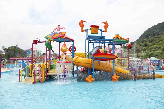 Terrain de jeu de l'eau des enfants de Funnuy pour la surface au sol de terrain de jeux d'enfants/équipement 9.5*6.5m