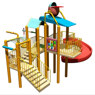 Structures de terrain de jeu de Chambre de l'eau des enfants avec la glissière d'eau, filet de montée, jet d'eau