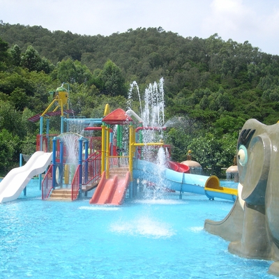 Système de terrain de jeu de l'eau des enfants de fibre de verre d'OEM, équipement de jeu de piscine