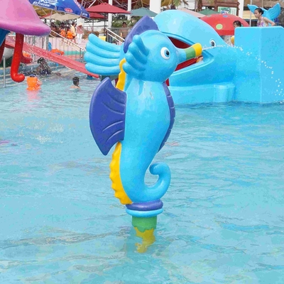 Équipement de parc de jet d'enfants, hippocampe de bande dessinée de jet de jeux de l'eau pour le parc aquatique