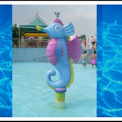 Équipement de parc de jet d'enfants, hippocampe de bande dessinée de jet de jeux de l'eau pour le parc aquatique