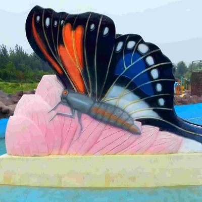 Glissières d'eau multicolores de piscine, jeux extérieurs de glissières d'eau de papillon d'enfants pour le parc aquatique