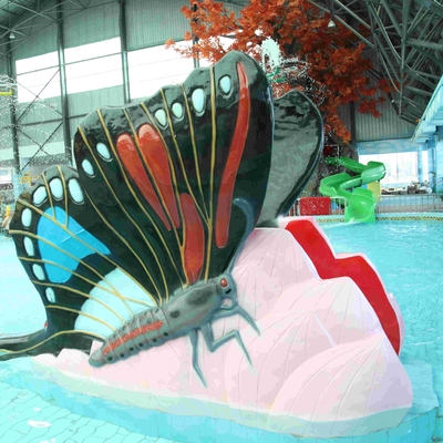 La piscine d'eau d'intérieur d'enfants d'équipement de terrain de jeu de l'eau glisse la fibre de verre de papillon