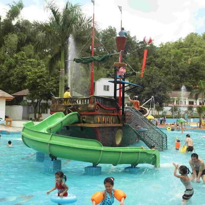 L'équipement de parc aquatique de jeu d'Aqua de fibre de verre, bateau de pirate badine des glissières d'eau