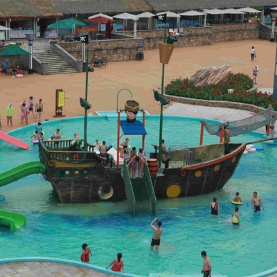 L'équipement de parc aquatique de jeu d'Aqua de fibre de verre, bateau de pirate badine des glissières d'eau