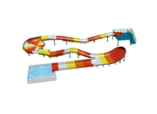 Glissière à roulettes en fibre de verre pour enfants Glissière à roulettes en eau piscine extérieure Glissière à eau pour famille Avec une hauteur de sécurité en jaune