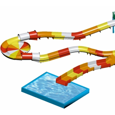 Glissière à roulettes en fibre de verre pour enfants Glissière à roulettes en eau piscine extérieure Glissière à eau pour famille Avec une hauteur de sécurité en jaune
