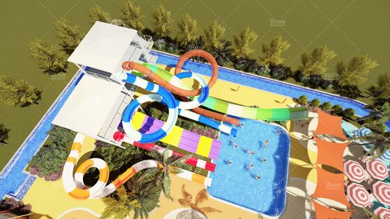 Complexe de toboggans SpectraTower 6-en-1 Multi-Génération avec une capacité de 720r/h et une surface au sol de 42mx60m