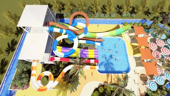 Complexe de toboggans SpectraTower 6-en-1 Multi-Génération avec une capacité de 720r/h et une surface au sol de 42mx60m