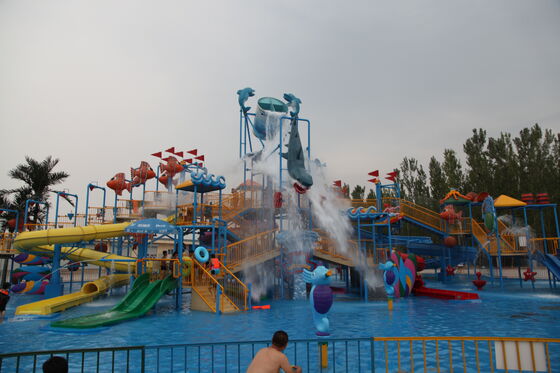 Super Water Play Structure with Hand-laid Fiberglass Flume and Hot-dip Galvanized Steel Structure for Turnkey Support