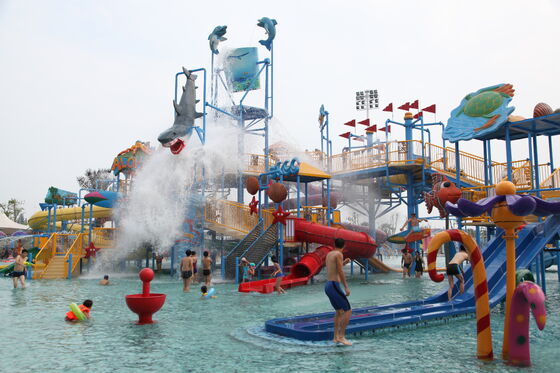 Super Water Play Structure with Hand-laid Fiberglass Flume and Hot-dip Galvanized Steel Structure for Turnkey Support