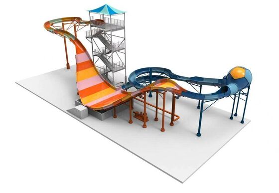 Toboggan aquatique Turning Point - Toboggan aquatique double en fibre de verre à haute capacité avec double voie intelligente